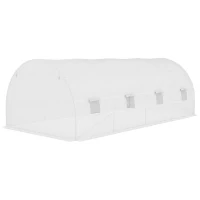 Outsunny Cobertura de Estufa de Túnel 6x3x2m Cobertura de Substituição de Estufa com 12 Janelas e Portas Enroláveis Branco(m-7)