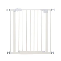 PawHut Türschutzgitter ohne bohren 74-80 cm einstellbar Treppenschutzgitter Absperrgitter mit Doppelter Verschluss Hunde Absperrgitter für Haustier Hundetürgitter Auto-Close Metall Kunststoff Weiß(m-1)