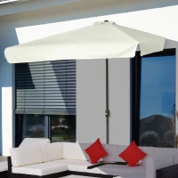 Outsunny 2.3m Half Round Parasol Umbrella Balcony Metal Frame Outdoor NO BASE Cream White(m-11)