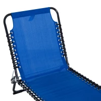 Outsunny Folding Sun Lounger 2m with 3 Positions Adjustable Backrest 600 D Texteline for Camping Hiking Picnic Blue(m-11)