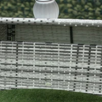 Outsunny 6-Seater Rattan Garden Table & Chairs, Rattan Dining Set, Garden Furniture Patio Rectangular Table Cube Chairs Outdoor, Grey(m-8)