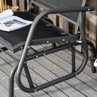 Outsunny Outdoor Glider Rocking Chair w/ Weather & UV Resistance Quick-drying Mesh Seat for Porch, Yard Grey/Black(m-9)