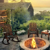 Outsunny Fir Wood Rocking Chair Ergonomically Designed Adirondack Garden Rocker for Patio Balcony Deck  Brown(m-2)