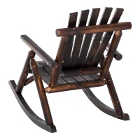 Outsunny Fir Wood Rocking Chair Ergonomically Designed Adirondack Garden Rocker for Patio Balcony Deck  Brown(m-9)