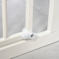 PawHut Türschutzgitter ohne bohren 74-80 cm einstellbar Treppenschutzgitter Absperrgitter mit Doppelter Verschluss Hunde Absperrgitter für Haustier Hundetürgitter Auto-Close Metall Kunststoff Weiß(m-8)