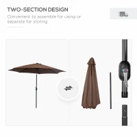 Outsunny Patio Umbrella Garden Parasol Outdoor Steel,3x2.45m Coffee(m-6)