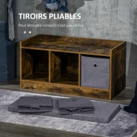 HOMCOM Banc à chaussures design industriel - 3 tiroirs et coussin polyester gris inclus(m-6)