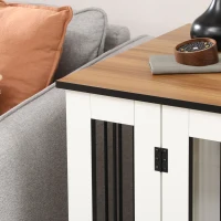 PawHut Dog Crate Furniture, Dog Cage End Table, with Wheels, for Medium Dogs, 80 x 60 x 76.5cm  - White(m-9)