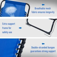 Outsunny Folding Sun Lounger 2m with 3 Positions Adjustable Backrest 600 D Texteline for Camping Hiking Picnic Blue(m-6)