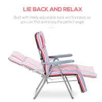Outsunny Set of 2 Foldable Patio Sun Lounger Adjustable Garden Recliner Seat Red/White(m-4)