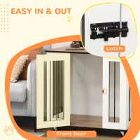 PawHut Dog Crate Furniture, Dog Cage End Table, with Wheels, for Medium Dogs, 80 x 60 x 76.5cm  - White(m-4)