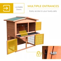 PawHut Rabbit Hutch Outdoor Guinea Pig Hutch 2-Tier Bunny Cage with No-Leak Tray 100.5 x 55 x 101 cm(m-5)