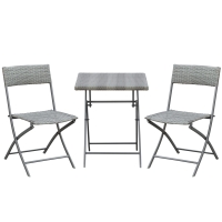 Outsunny poly rattan 3-delige bistroset zitgroep rotan tuinmeubelset
