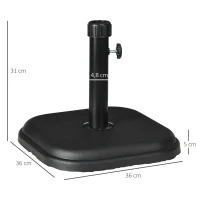 Outsunny Base para Chapéu de Sol 11 kg de Cimento para Mastros de Ø32-38 mm para Varanda Pátio Jardim Exterior 36x36x31 cm Preto(m-3)