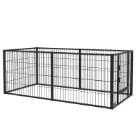 PawHut Parque para Cães de 6 Painéis com Largura Ajustável e Estrutura de Aço 82,5-150x79x61 cm Preto(m-10)