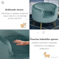 PawHut Cuccia di Design per Gatti o Cani fino 4kg in Metallo Oro e Velluto Verde Petrolio, 41.5x41.5x36.5cm(m-5)