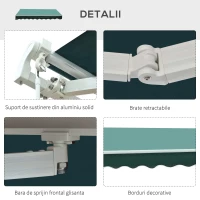 Outsunny Copertina de Soare pentru Exterior, din Aluminiu si Poliester, 295x250cm, Verde(m-7)