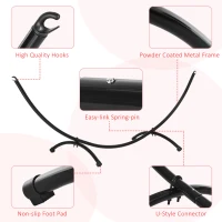 Outsunny Structura pentru Hamac Universal de 3m, Suport din Metal, 300x90x100cm, Negru(m-5)