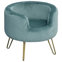 PawHut Cuccia di Design per Gatti o Cani fino 4kg in Metallo Oro e Velluto Verde Petrolio, 41.5x41.5x36.5cm(m-1)