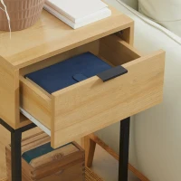 HOMCOM Mesa Consola com Gaveta Consola Moderna Mesa de Entrada com Pés de Aço 40x30x76 cm Madeira e Preto(m-7)