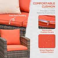 Outsunny 6 PCS Patio Rattan Wicker Sofa Set Conversation Furniture w/ Storage & Cushion(m-5)