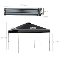 Outsunny 3 x 3m Pop Up Gazebo Black(m-3)