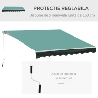 Outsunny Copertina de Soare pentru Exterior, din Aluminiu si Poliester, 295x250cm, Verde(m-6)
