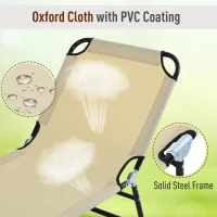 Outsunny Portable Outdoor Sun Lounger, Lightweight Folding Chaise Lounge Chair w/ 5-Position Adjustable Backrest for Beach, Poolside and Patio, Beige(m-5)