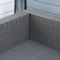 Outsunny 9-Seater Garden Rattan Furniture 10 Pcs Rattan Corner Dining Sofa Set, Grey/Dusty Blue Cushion(m-11)