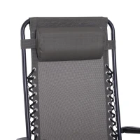 Outsunny Outdoor Zero Gravity Chair w/ Head Pillow for Patio Decking Gardens Camping Grey(m-13)