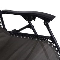 Outsunny Outdoor Zero Gravity Chair w/ Head Pillow for Patio Decking Gardens Camping Grey(m-12)