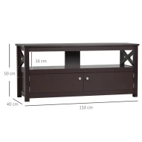HOMCOM Mueble para TV de Salón para Televisiones de hasta 46 Pulgadas con 2 Puertas 110x40x50 cm Café(m-3)