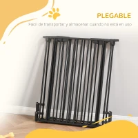 PawHut Barrera para Perros Plegable de 3 Paneles con Cierre Inteligente Barrera de Seguridad para Pasillo 180x74,5 cm Negro(m-4)