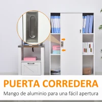 HOMCOM Armario de Oficina Práctico con 2 Puertas Correderas Llaves y 3 Estantes para Despacho Estudio 80x40x120 cm Blanco(m-5)