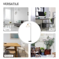 HOMCOM Lampada da Terra di Design Stile Industriale in Metallo e Rattan, Illuminazione Casa e Ufficio, 44x34x154cm, Nero(m-6)