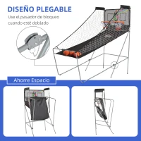 HOMCOM Juego de Canastas Plegable, Máquina de Baloncesto Juguete Contador y Marcador Electrónico, con Soporete de Acero, Red, Cesta de Baloncesto, 4 Baloncestos, 205x110x205 cm(m-7)