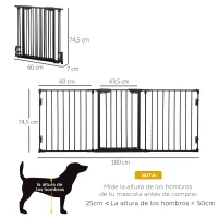 PawHut Barrera para Perros Plegable de 3 Paneles con Cierre Inteligente Barrera de Seguridad para Pasillo 180x74,5 cm Negro(m-3)