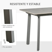 HOMCOM Mesa de Comedor Extensible Mesa de Cocina Rectangular para 4-6 Personas con Patas de Metal y Pies Ajustables Estilo Industrial 160x80x76 cm Gris(m-6)