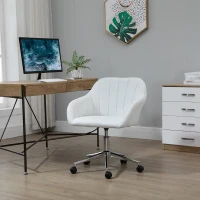 Vinsetto Silla de Oficina Ergonómica Silla de Escritorio Giratoria con Altura Ajustable Respaldo y Reposabrazos de Piel Sintética Carga 120 kg 60x59x79-89 cm Blanco(m-2)
