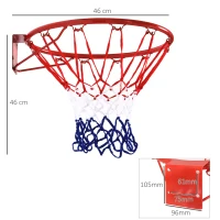 HOMCOM Canestro Basket da Muro in Ferro con Rete in Nylon per Esterno e Interno, Φ46cm(m-3)