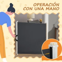 PawHut Barrera Seguridad para Niños Mascotas Valla Seguridad Infantil Retráctil Puertas Seguridad Bebe Perros Mascotas 5.5x82.5x5.5-115cm(m-7)