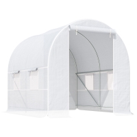 Outsunny 2.5 x 2 x 2 m Large Walk-In Tunnel Greenhouse, Outdoor Polytunnel Plant Shelter, Galvanised Steel Frame, White