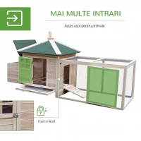 PawHut cuibar cu zona pentru alergat, lemn 196x76x97cm(m-5)