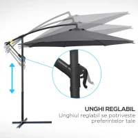 Outsunny Umbrela pentru Gradina Brat Deluxe Inclinabila cu Manivela, Φ3m(m-5)