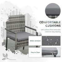 Outsunny Set pentru gradina 7 bucati cu masa extensibila si 6 scaune, mobilier pentru gradina din ratan PE cu perne, gri si maro(m-5)