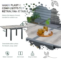 Outsunny Set pentru gradina 7 bucati cu masa extensibila si 6 scaune, mobilier pentru gradina din ratan PE cu perne, gri si maro(m-6)