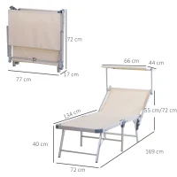 Outsunny Sezlong de Gradina cu Acoperis Pliabil din Aluminiu si Tesatura transpirabila, Bej(m-3)