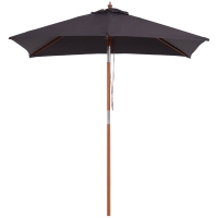 Outsunny 2m x 1.5m Garden Parasol Umbrella with Tilting Sunshade Canopy, Wood and Bamboo Frame, Outdoor Market Table Umbrella, Grey