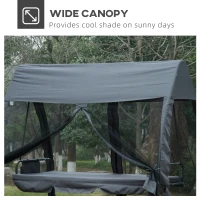 Outsunny Swing Chair Lounger Bed Hammock 3 Person Mesh Wall Canopy Grey Garden Patio(m-6)