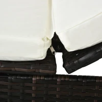 Outsunny PE Rattan Sun Lounger  Single Adjustable Recliner Day Bed with 5cm Thick Cushions Brown(m-11)